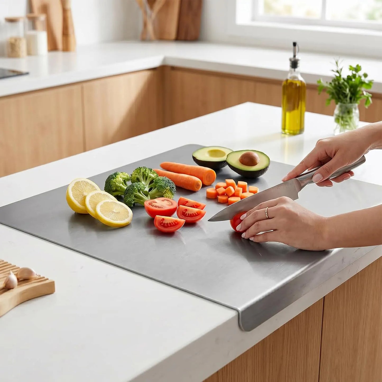 SmartChop™ Stainless Steel Chopping Board