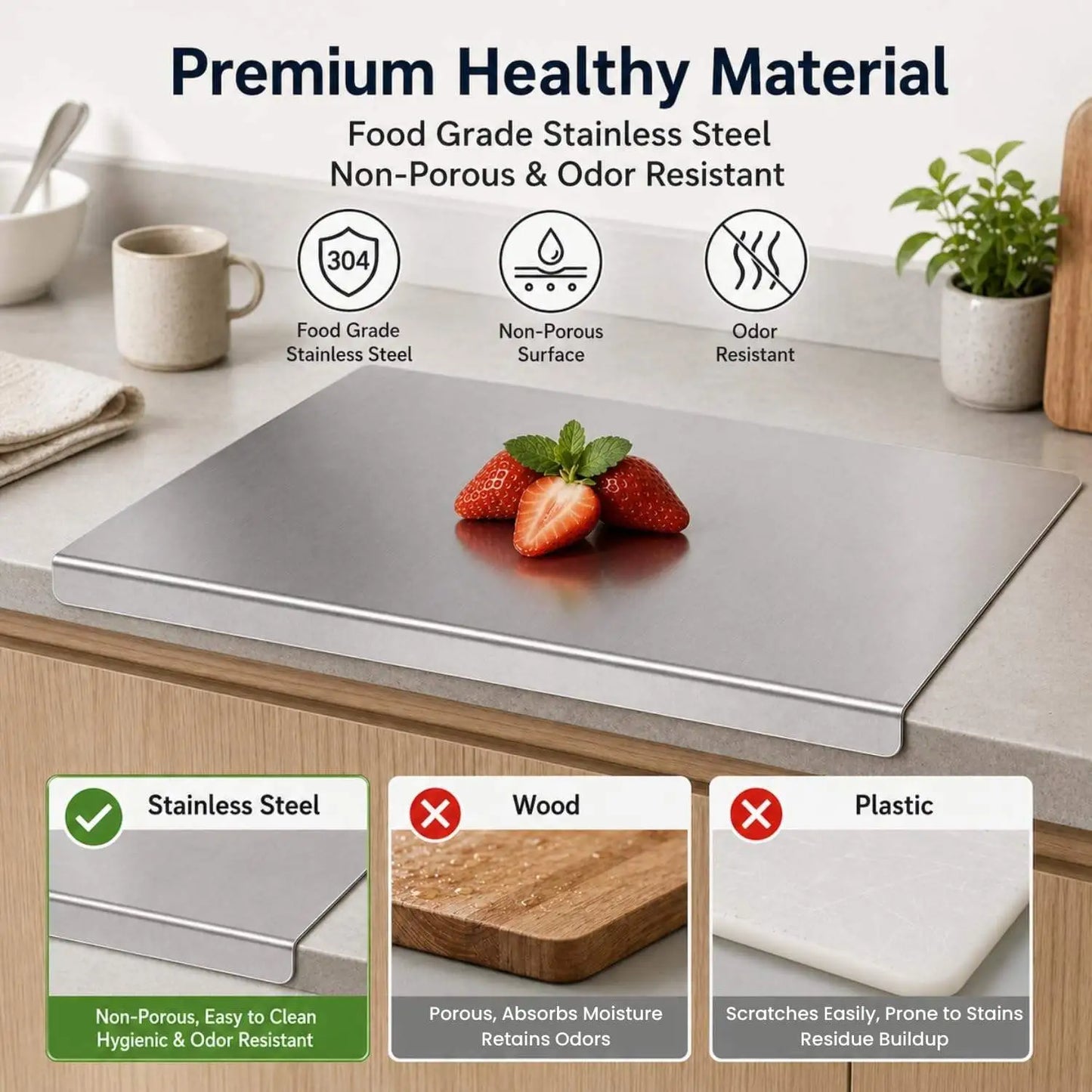 SmartChop™ Stainless Steel Chopping Board